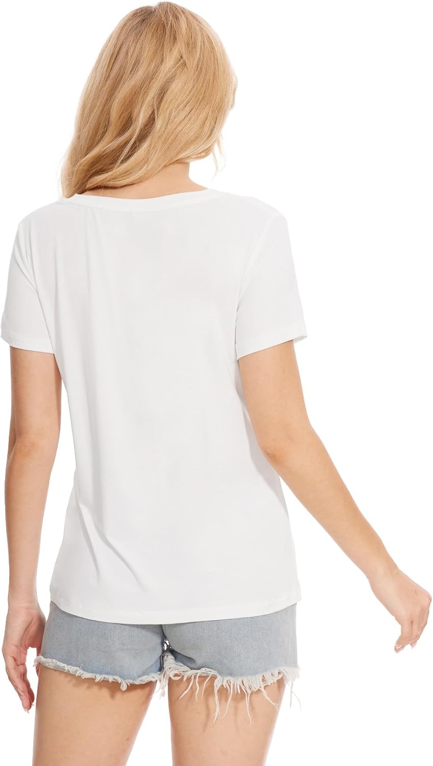 image:imageGYS Bamboo Viscose Womens Pajama Tops Lightweight Cooling Basic TShirt MoistureWicking Tees Crew Neck Lounge Top Soft Short Sleeve Sleep Shirts Comfy Stretchy PJ TopsWhite