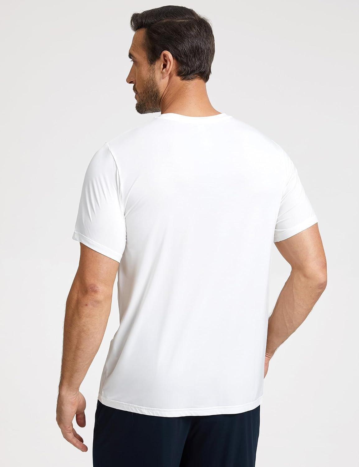 image:imageGYS Mens Bamboo Viscose Pajama Top Short Sleeve Sleep Shirt Cooling for Hot Sleepers Crew Neck Chest Pocket MoistureWickingWhite