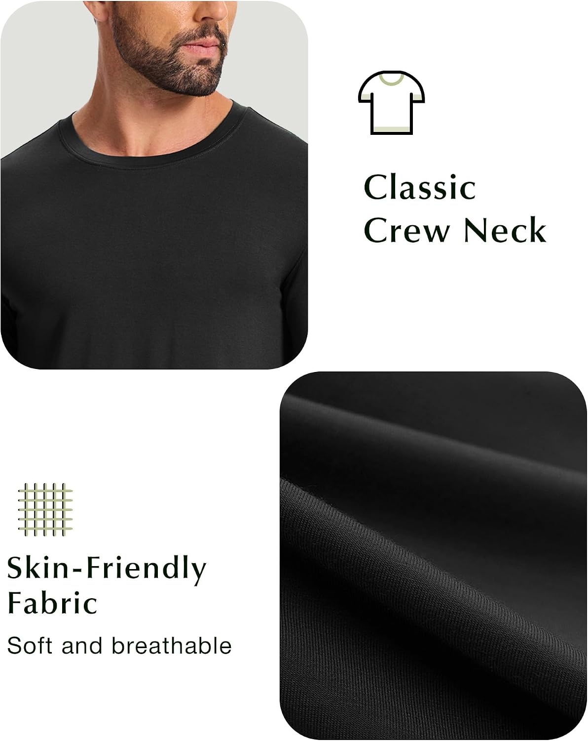 image:imageGYS Mens Bamboo Viscose Pajama Top Cooling Long Sleeve Shirts Moisture wicking Breathable Tagless Cloudsoft Relaxed fit for hot sleepers amp night sweatsBlack