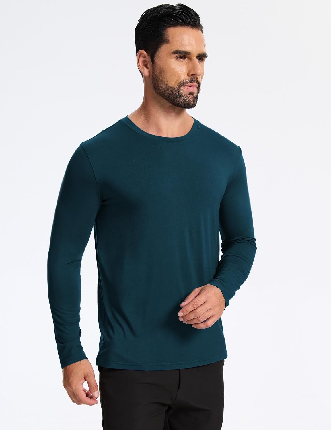 image:imageGYS Mens Bamboo Viscose Pajama Top Cooling Long Sleeve Shirts Moisture wicking Breathable Tagless Cloudsoft Relaxed fit for hot sleepers amp night sweatsIndigo
