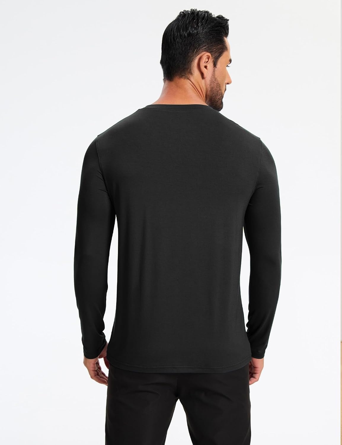 image:imageGYS Mens Bamboo Viscose Pajama Top Cooling Long Sleeve Shirts Moisture wicking Breathable Tagless Cloudsoft Relaxed fit for hot sleepers amp night sweatsBlack
