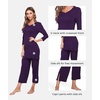 GYS Bamboo Viscose Capri Pajamas for Women Set, Soft 3/4 Sleeve Sleepwear | Long Tops and Capri Pants Set, Moisture-Wicking PJs Set for Night Sweats, Hot Sleepers, Comfy Stretchy Loungewear(Purple)