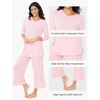 GYS Bamboo Viscose Capri Pajamas for Women Set, Soft 3/4 Sleeve Sleepwear | Long Tops and Capri Pants Set, Moisture-Wicking PJs Set for Night Sweats, Hot Sleepers, Comfy Stretchy Loungewear(Pink)