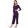 GYS Bamboo Viscose Capri Pajamas for Women Set, Soft 3/4 Sleeve Sleepwear | Long Tops and Capri Pants Set, Moisture-Wicking PJs Set for Night Sweats, Hot Sleepers, Comfy Stretchy Loungewear(Purple)
