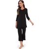 GYS Bamboo Viscose Capri Pajamas for Women Set, Soft 3/4 Sleeve Sleepwear | Long Tops and Capri Pants Set, Moisture-Wicking PJs Set for Night Sweats, Hot Sleepers, Comfy Stretchy Loungewear(Black)