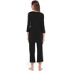 GYS Bamboo Viscose Capri Pajamas for Women Set, Soft 3/4 Sleeve Sleepwear | Long Tops and Capri Pants Set, Moisture-Wicking PJs Set for Night Sweats, Hot Sleepers, Comfy Stretchy Loungewear(Black)