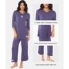GYS Bamboo Viscose Capri Pajamas for Women Set, Soft 3/4 Sleeve Sleepwear | Long Tops and Capri Pants Set, Moisture-Wicking PJs Set for Night Sweats, Hot Sleepers, Comfy Stretchy Loungewear(Air Purple)