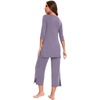 GYS Bamboo Viscose Capri Pajamas for Women Set, Soft 3/4 Sleeve Sleepwear | Long Tops and Capri Pants Set, Moisture-Wicking PJs Set for Night Sweats, Hot Sleepers, Comfy Stretchy Loungewear(Violet)