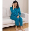 GYS Bamboo Viscose Capri Pajamas for Women Set, Soft 3/4 Sleeve Sleepwear | Long Tops and Capri Pants Set, Moisture-Wicking PJs Set for Night Sweats, Hot Sleepers, Comfy Stretchy Loungewear(Teal Blue)