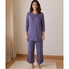 GYS Bamboo Viscose Capri Pajamas for Women Set, Soft 3/4 Sleeve Sleepwear | Long Tops and Capri Pants Set, Moisture-Wicking PJs Set for Night Sweats, Hot Sleepers, Comfy Stretchy Loungewear(Air Purple)