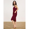 GYS Bamboo Viscose Women’s Nightgowns Sexy Sleeveless V-neck Sleepwear | Silky, Breathable, Lightweight, Cooling, Adjustable Spaghetti Straps Sleepshirts, Below-Knee Loose Summer Dress for Women(Wine Red)