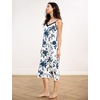GYS Bamboo Viscose Women’s Nightgowns Sexy Sleeveless V-neck Sleepwear | Silky, Breathable, Lightweight, Cooling, Adjustable Spaghetti Straps Sleepshirts, Below-Knee Loose Summer Dress for Women(Blue Rose)