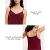GYS Bamboo Viscose Women’s Nightgowns Sexy Sleeveless V-neck Sleepwear | Silky, Breathable, Lightweight, Cooling, Adjustable Spaghetti Straps Sleepshirts, Below-Knee Loose Summer Dress for Women(Wine Red)