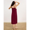 GYS Bamboo Viscose Women’s Nightgowns Sexy Sleeveless V-neck Sleepwear | Silky, Breathable, Lightweight, Cooling, Adjustable Spaghetti Straps Sleepshirts, Below-Knee Loose Summer Dress for Women(Wine Red)