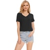 GYS Bamboo Viscose Women’s Pajama Tops, Lightweight Cooling Basic T-Shirt | Moisture-Wicking Tees, Crew Neck Lounge Top, Soft Short Sleeve Sleep Shirts, Comfy Stretchy PJ Tops(Black)