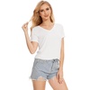 GYS Bamboo Viscose Women’s Pajama Tops, Lightweight Cooling Basic T-Shirt | Moisture-Wicking Tees, Crew Neck Lounge Top, Soft Short Sleeve Sleep Shirts, Comfy Stretchy PJ Tops(White)
