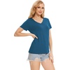 GYS Bamboo Viscose Women’s Pajama Tops, Lightweight Cooling Basic T-Shirt | Moisture-Wicking Tees, Crew Neck Lounge Top, Soft Short Sleeve Sleep Shirts, Comfy Stretchy PJ Tops(Teal Blue)