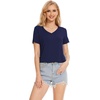GYS Bamboo Viscose Women’s Pajama Tops, Lightweight Cooling Basic T-Shirt | Moisture-Wicking Tees, Crew Neck Lounge Top, Soft Short Sleeve Sleep Shirts, Comfy Stretchy PJ Tops(Navy)