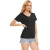 GYS Bamboo Viscose Women’s Pajama Tops, Lightweight Cooling Basic T-Shirt | Moisture-Wicking Tees, Crew Neck Lounge Top, Soft Short Sleeve Sleep Shirts, Comfy Stretchy PJ Tops(Black)