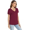 GYS Bamboo Viscose Women’s Pajama Tops, Lightweight Cooling Basic T-Shirt | Moisture-Wicking Tees, Crew Neck Lounge Top, Soft Short Sleeve Sleep Shirts, Comfy Stretchy PJ Tops(Wine)