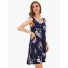 GYS Cooling Bamboo Viscose Sleeveless Nightgowns for Women | V Neck Sleep Shirt, Moisture-Wicking for Hot Sleepers & Night Sweats, Lightweight Night Shirts, Buttery Soft, Knee-Length(D- Navy Floral)