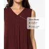 GYS Cooling Bamboo Viscose Sleeveless Nightgowns for Women | V Neck Sleep Shirt, Moisture-Wicking for Hot Sleepers & Night Sweats, Lightweight Night Shirts, Buttery Soft, Knee-Length(C- Ficus Red)