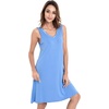 GYS Cooling Bamboo Viscose Sleeveless Nightgowns for Women | V Neck Sleep Shirt, Moisture-Wicking for Hot Sleepers & Night Sweats, Lightweight Night Shirts, Buttery Soft, Knee-Length(A- Sky Blue)