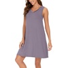 GYS Cooling Bamboo Viscose Sleeveless Nightgowns for Women | V Neck Sleep Shirt, Moisture-Wicking for Hot Sleepers & Night Sweats, Lightweight Night Shirts, Buttery Soft, Knee-Length(A- Violet)