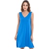GYS Cooling Bamboo Viscose Sleeveless Nightgowns for Women | V Neck Sleep Shirt, Moisture-Wicking for Hot Sleepers & Night Sweats, Lightweight Night Shirts, Buttery Soft, Knee-Length(A- Capri Blue)