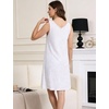 GYS Cooling Bamboo Viscose Sleeveless Nightgowns for Women | V Neck Sleep Shirt, Moisture-Wicking for Hot Sleepers & Night Sweats, Lightweight Night Shirts, Buttery Soft, Knee-Length(D- Grey Abstract Floral)