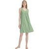 GYS Cooling Bamboo Viscose Sleeveless Nightgowns for Women | V Neck Sleep Shirt, Moisture-Wicking for Hot Sleepers & Night Sweats, Lightweight Night Shirts, Buttery Soft, Knee-Length(B- Loden Frost)