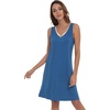 GYS Cooling Bamboo Viscose Sleeveless Nightgowns for Women | V Neck Sleep Shirt, Moisture-Wicking for Hot Sleepers & Night Sweats, Lightweight Night Shirts, Buttery Soft, Knee-Length(A- Prussian Blue)