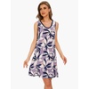 GYS Cooling Bamboo Viscose Sleeveless Nightgowns for Women | V Neck Sleep Shirt, Moisture-Wicking for Hot Sleepers & Night Sweats, Lightweight Night Shirts, Buttery Soft, Knee-Length(D- Violet Plant)