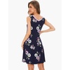 GYS Cooling Bamboo Viscose Sleeveless Nightgowns for Women | V Neck Sleep Shirt, Moisture-Wicking for Hot Sleepers & Night Sweats, Lightweight Night Shirts, Buttery Soft, Knee-Length(D- Navy Floral)