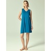 GYS Cooling Bamboo Viscose Sleeveless Nightgowns for Women | V Neck Sleep Shirt, Moisture-Wicking for Hot Sleepers & Night Sweats, Lightweight Night Shirts, Buttery Soft, Knee-Length(A- Teal Blue)