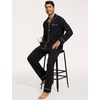 GYS Men’s Bamboo Viscose Long Sleeve Pajamas Set | Button Down 2 Pieces Sleepwear, Moisture-Wicking Pjs for Hot Sleepers, Comes with Storage Bag(Black)