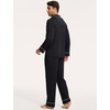 GYS Men’s Bamboo Viscose Long Sleeve Pajamas Set | Button Down 2 Pieces Sleepwear, Moisture-Wicking Pjs for Hot Sleepers, Comes with Storage Bag(Black)