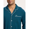 GYS Men’s Bamboo Viscose Long Sleeve Pajamas Set | Button Down 2 Pieces Sleepwear, Moisture-Wicking Pjs for Hot Sleepers, Comes with Storage Bag(Ink Blue)