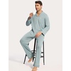 GYS Men’s Bamboo Viscose Long Sleeve Pajamas Set | Button Down 2 Pieces Sleepwear, Moisture-Wicking Pjs for Hot Sleepers, Comes with Storage Bag(Light Greyish Green)