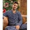 GYS Men’s Bamboo Viscose Long Sleeve Pajamas Set | Button Down 2 Pieces Sleepwear, Moisture-Wicking Pjs for Hot Sleepers, Comes with Storage Bag(Navy Elk)