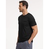 GYS Men’s Bamboo Viscose Pajama Top | Short Sleeve Sleep Shirt, Cooling for Hot Sleepers, Crew Neck, Chest Pocket, Moisture-Wicking(Black)