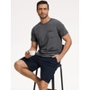GYS Men’s Bamboo Viscose Pajama Top | Short Sleeve Sleep Shirt, Cooling for Hot Sleepers, Crew Neck, Chest Pocket, Moisture-Wicking(Dark Heather Grey)