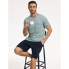 GYS Men’s Bamboo Viscose Pajama Top | Short Sleeve Sleep Shirt, Cooling for Hot Sleepers, Crew Neck, Chest Pocket, Moisture-Wicking(Light Greyish Green)