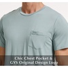 GYS Men’s Bamboo Viscose Pajama Top | Short Sleeve Sleep Shirt, Cooling for Hot Sleepers, Crew Neck, Chest Pocket, Moisture-Wicking(Light Greyish Green)