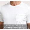 GYS Men’s Bamboo Viscose Pajama Top | Short Sleeve Sleep Shirt, Cooling for Hot Sleepers, Crew Neck, Chest Pocket, Moisture-Wicking(White)