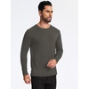 GYS Men’s Bamboo Viscose Pajama Top, Cooling Long Sleeve Shirts | Moisture wicking, Breathable, Tagless, Cloud-soft, Relaxed fit, for hot sleepers & night sweats(Deep Grey)