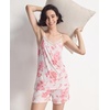 GYS Women’s Bamboo Viscose Cooling Cami Pajama Set for Hot Flashes | Tagless, Camisole tops and shorts, Lace trim, Adjustable straps, Elastic waist, for hot flashes & summer sleep(Peony)
