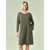 GYS Women’s Bamboo Viscose Cooling Nightgown for Hot Flashes | Moisture wicking, Breathable, Tagless, Drop shoulder, Long sleeve, 2 pockets, Durable, for night sweats & menopause(Green)