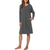 GYS Women’s Bamboo Viscose Cooling Nightgown for Hot Flashes | Moisture wicking, Breathable, Tagless, Drop shoulder, Long sleeve, 2 pockets, Durable, for night sweats & menopause(Charoal)