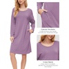 GYS Women’s Bamboo Viscose Cooling Nightgown for Hot Flashes | Moisture wicking, Breathable, Tagless, Drop shoulder, Long sleeve, 2 pockets, Durable, for night sweats & menopause(Purple)